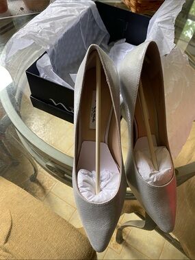 Nina Silver Pointed-Toe Pumps